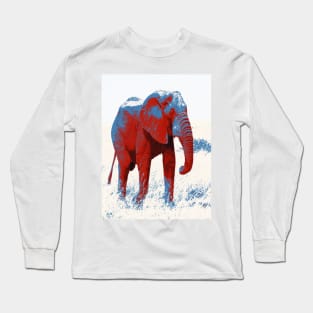 African Elephant Shirt | Pop Art Red and Blue Elephant design Long Sleeve T-Shirt